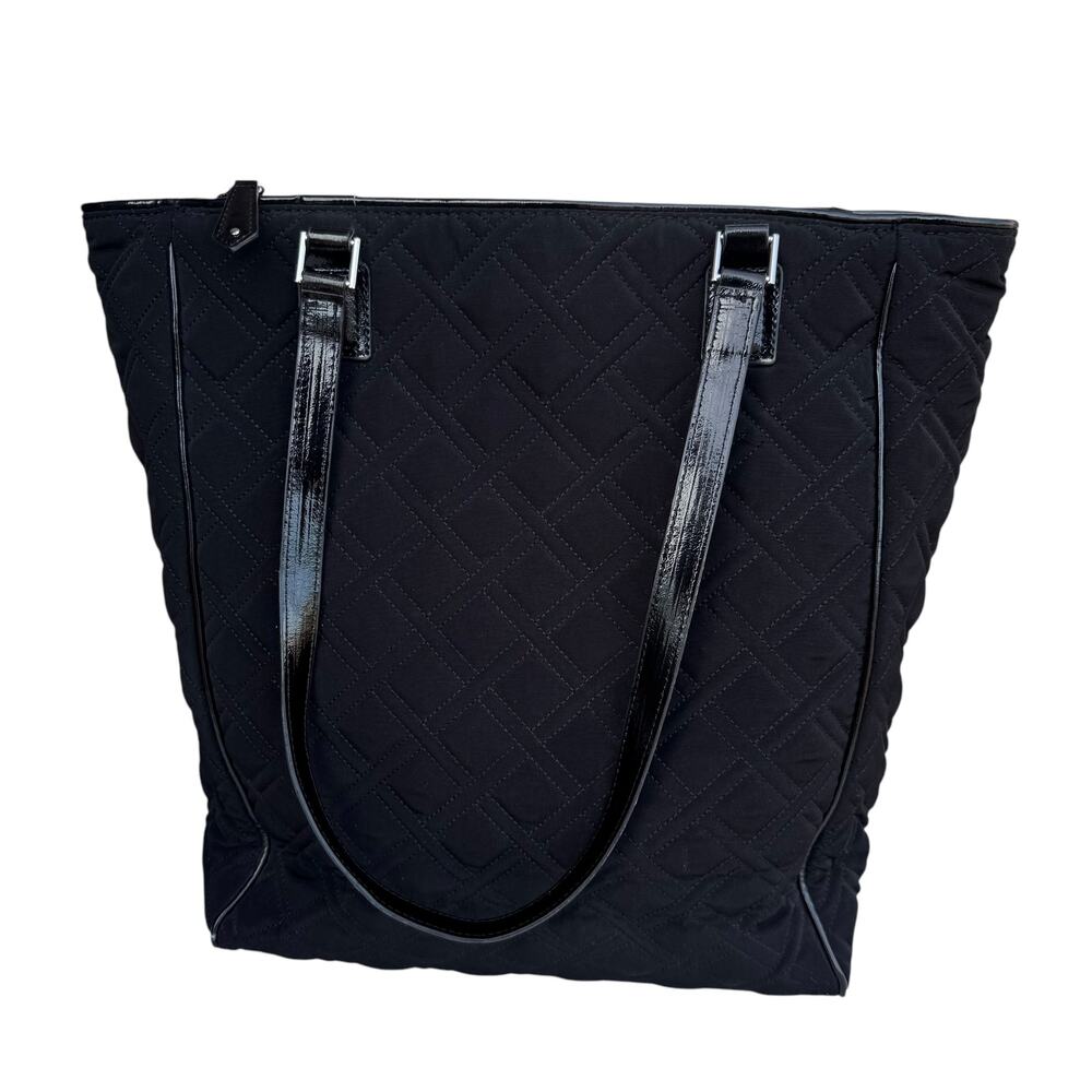 Vera Bradley Large Black Quilted Commuter Tote Bag Travel Work Purse - Picture 4 of 15